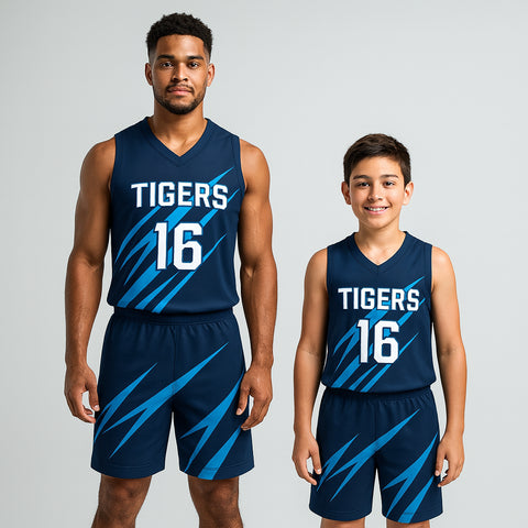 BBU-135 Navy Customizable Basketball Jersey With Optional Shorts