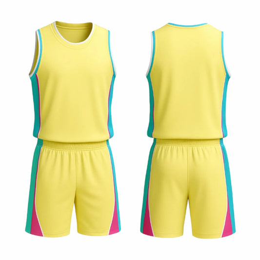 BBU-136 Yellow Customizable Basketball Jersey With Optional Shorts