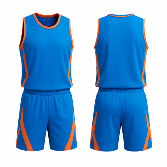 BBU-137 Blue Customizable Basketball Jersey With Optional Shorts