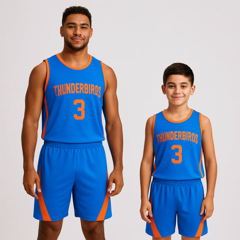 BBU-137 Blue Customizable Basketball Jersey With Optional Shorts