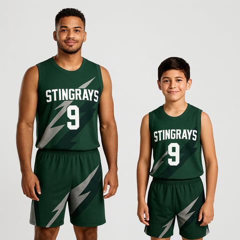 BBU-138 Green Customizable Basketball Jersey With Optional Shorts
