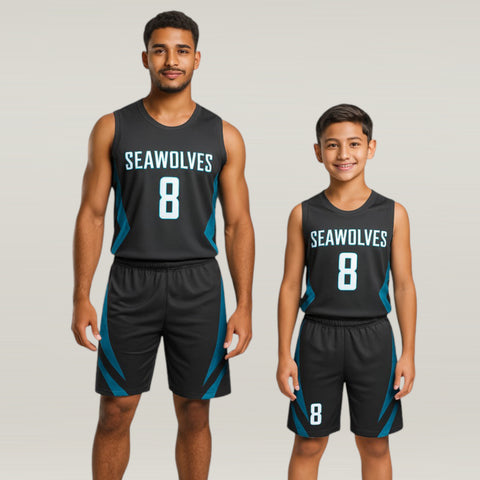 BBU-139 Black Customizable Basketball Jersey With Optional Shorts