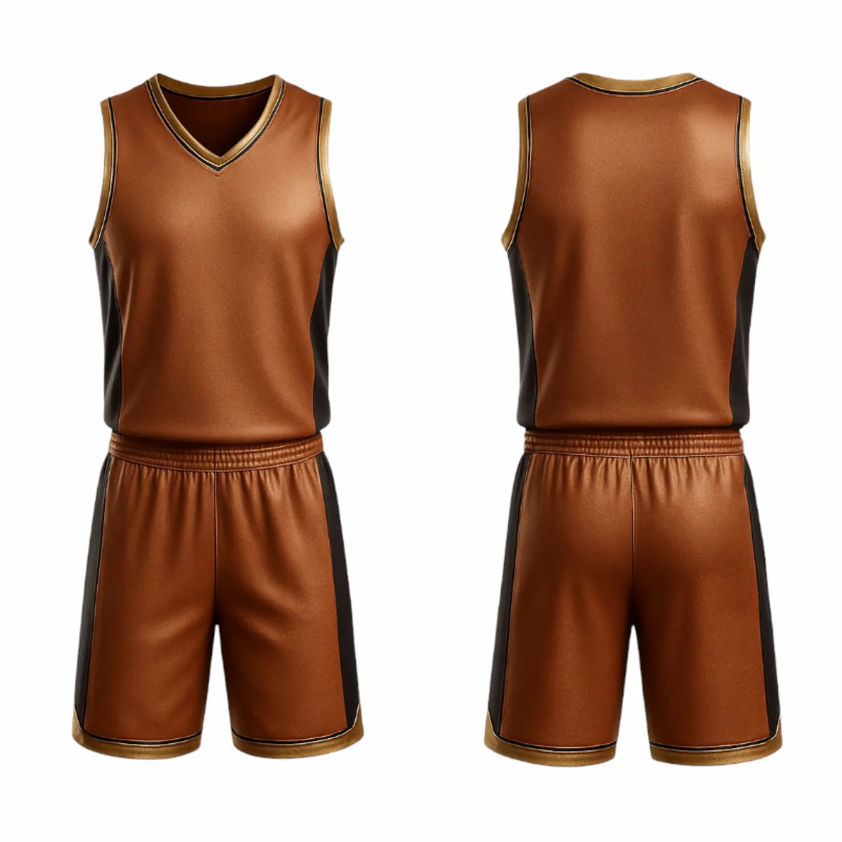 BBU-140 Brown Customizable Basketball Jersey With Optional Shorts