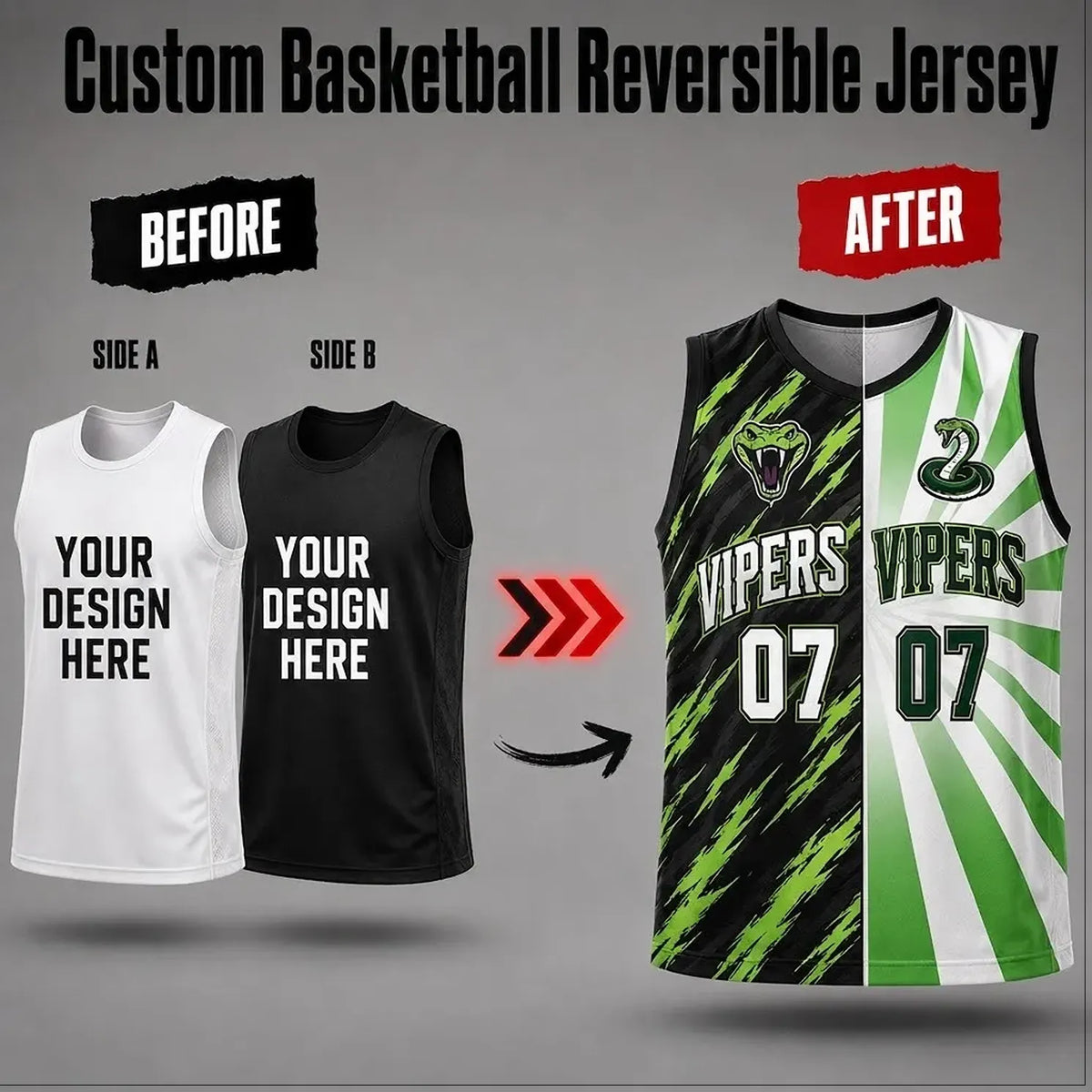 Custom Reversible Basketball  Jersey