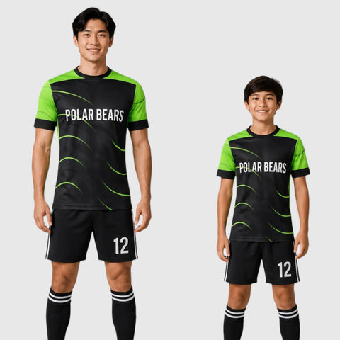 SB 1017 Black/Green Sublimation Custom Soccer Jersey Adult & Youth Unisex