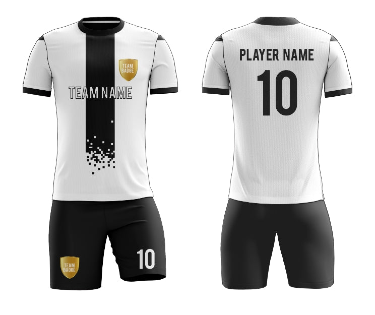 SB 12812 White and Black Sublimation Custom Soccer Jersey Adult & Youth Unisex