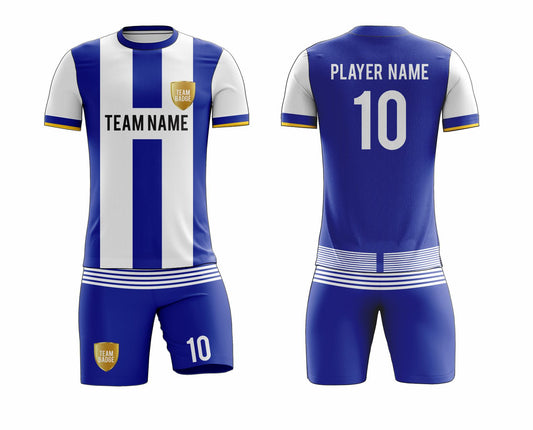 SB 12817 White and Blue Sublimation Custom Soccer Jersey Adult & Youth Unisex