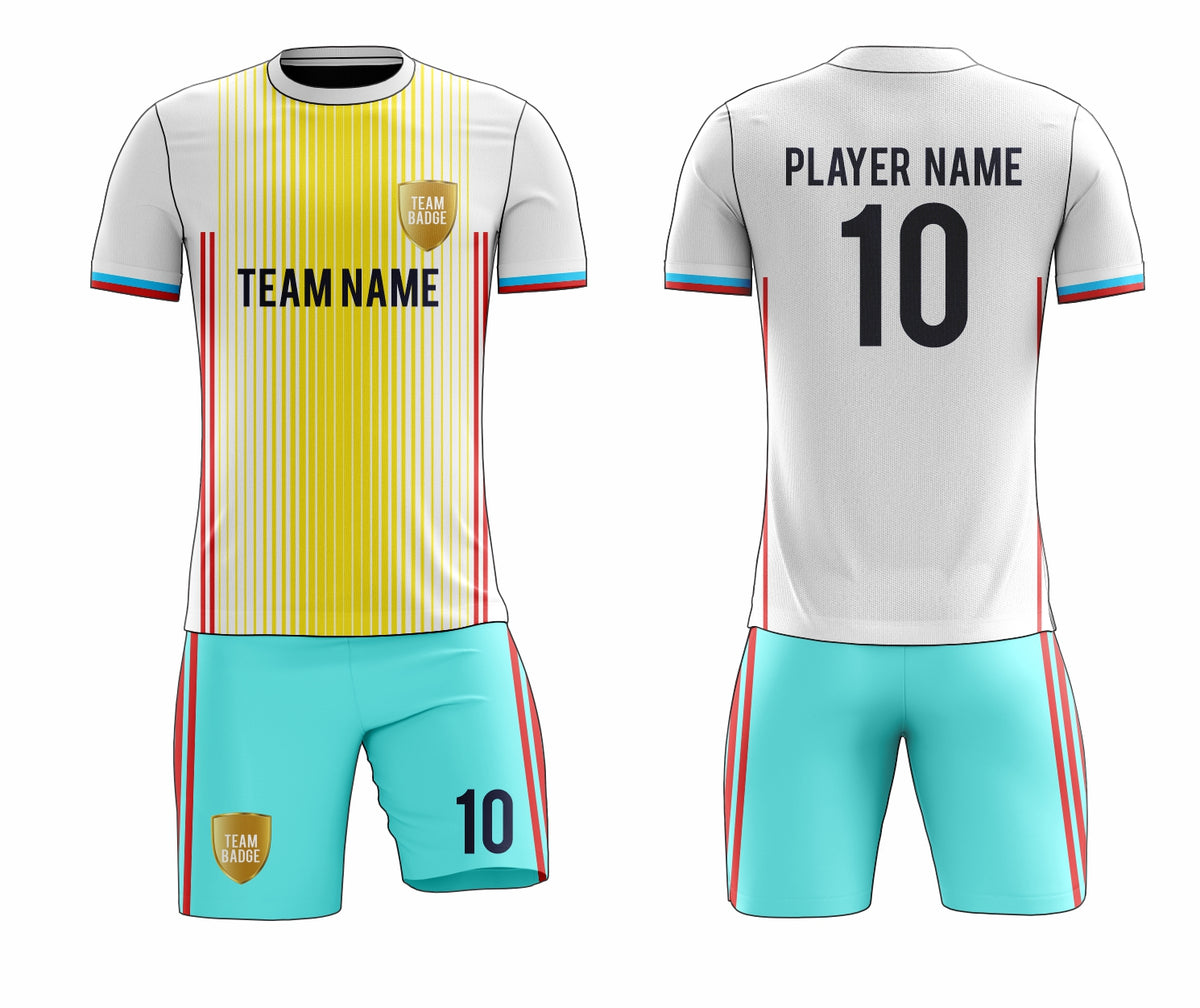 SB 12819 White, Yellow and Green Sublimation Custom Soccer Jersey Adult & Youth Unisex