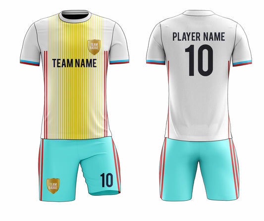 SB 12819 White, Yellow and Green Sublimation Custom Soccer Jersey Adult & Youth Unisex