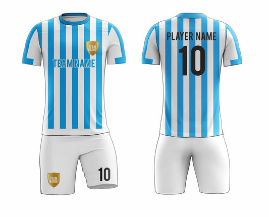 SB 12824 White and Blue Sublimation Custom Soccer Jersey Adult & Youth Unisex