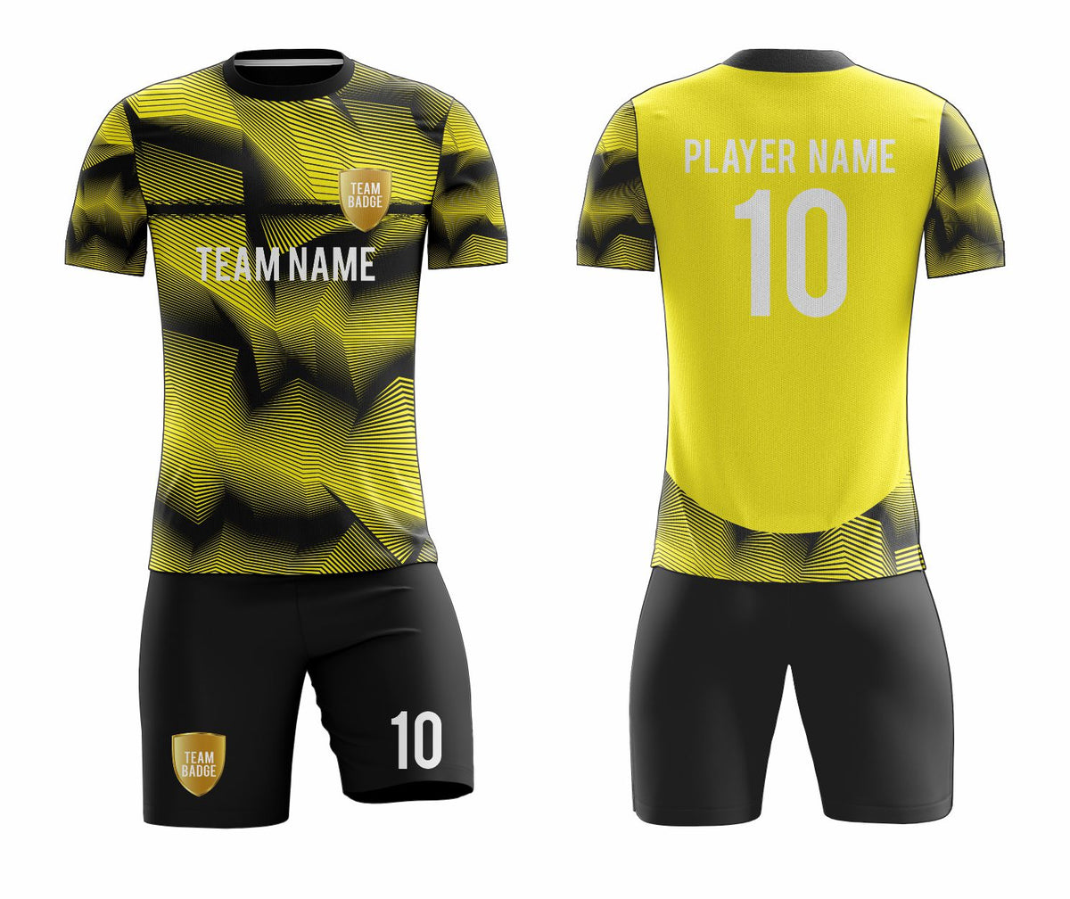 SB 12825 Black and Yellow Sublimation Custom Soccer Jersey Adult & Youth Unisex