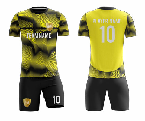 SB 12825 Black and Yellow Sublimation Custom Soccer Jersey Adult & Youth Unisex