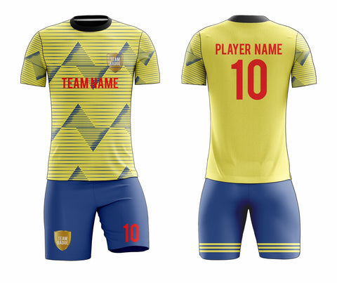 SB 12852 Yellow and Blue Sublimation Custom Soccer Jersey Adult & Youth Unisex