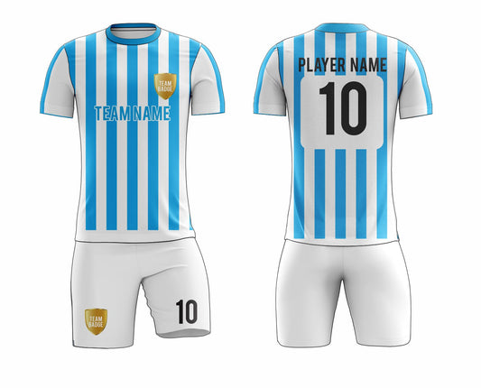 SB 12885 Blue and White Sublimation Custom Soccer Jersey Adult & Youth Unisex