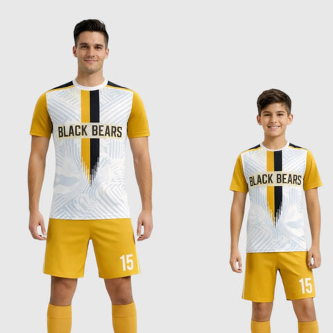 SB 1041 White/Yellow Sublimation Custom Soccer Jersey Adult & Youth Unisex