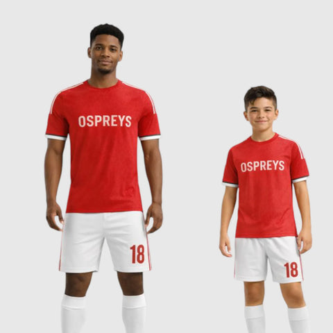 SB 1063 Red/White Sublimation Custom Soccer Jersey Adult & Youth Unisex