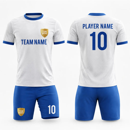 SB 1152 White/Blue Sublimation Custom Soccer Jersey Adult & Youth Unisex