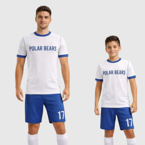 SB 1152 White/Blue Sublimation Custom Soccer Jersey Adult & Youth Unisex