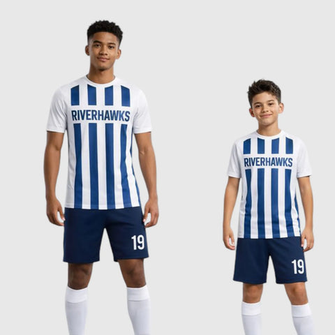 SB 1216 Blue/White Sublimation Custom Soccer Jersey Adult & Youth Unisex