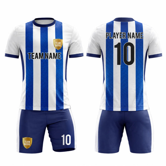 SB 1224 Blue/White Sublimation Custom Soccer Jersey Adult & Youth Unisex