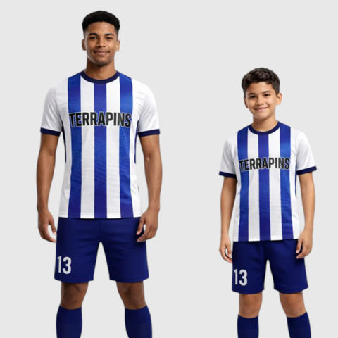 SB 1224 Blue/White Sublimation Custom Soccer Jersey Adult & Youth Unisex