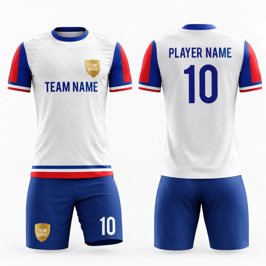 SB 1228 White/Blue Sublimation Custom Soccer Jersey Adult & Youth Unisex