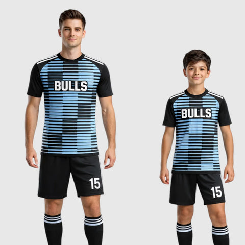 SB 1243 Black/Blue Sublimation Custom Soccer Jersey Adult & Youth Unisex