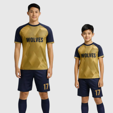 SB 1247 Blue/Gold Sublimation Custom Soccer Jersey Adult & Youth Unisex