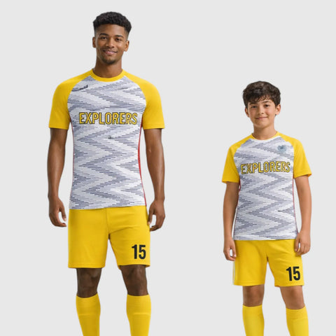SB 1255 White, Yellow and Black Sublimation Custom Soccer Jersey Adult & Youth Unisex