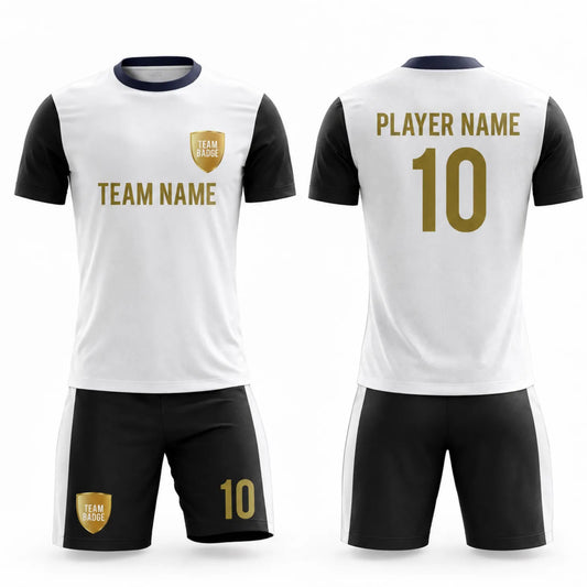 SB 1262 White and Black Sublimation Custom Soccer Jersey Adult & Youth Unisex