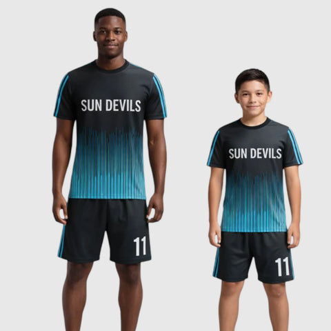 SB 1274 Black and Blue Sublimation Custom Soccer Jersey Adult & Youth Unisex