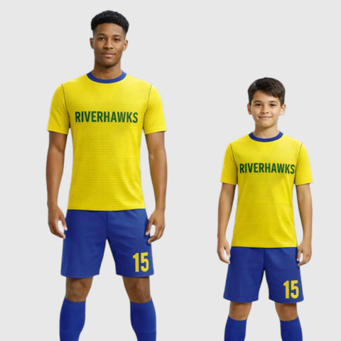 SB 12785 Yellow and Blue Sublimation Custom Soccer Jersey Adult & Youth Unisex