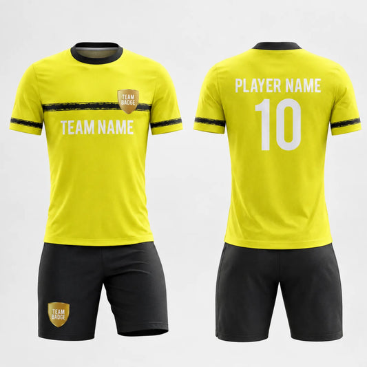 SB 12786 Yellow and Black Sublimation Custom Soccer Jersey Adult & Youth Unisex
