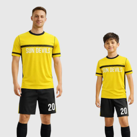 SB 12786 Yellow and Black Sublimation Custom Soccer Jersey Adult & Youth Unisex