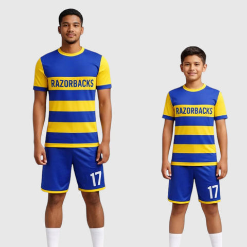 SB 12793 Blue and Yellow Sublimation Custom Soccer Jersey Adult & Youth Unisex