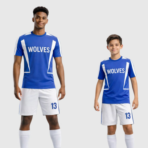 SB 12797 Blue and White Sublimation Custom Soccer Jersey Adult & Youth Unisex