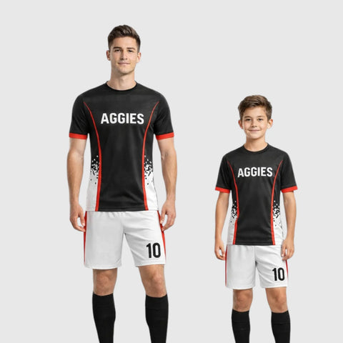 SB 12798 Black and White Sublimation Custom Soccer Jersey Adult & Youth Unisex