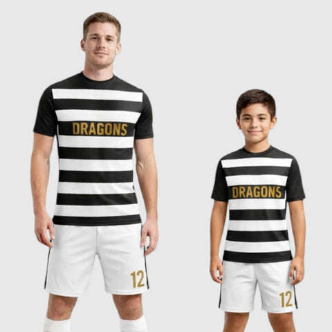 SB 1279 Black and White Sublimation Custom Soccer Jersey Adult & Youth Unisex