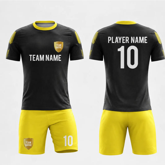 SB 12800 Black and Yellow Sublimation Custom Soccer Jersey Adult & Youth Unisex