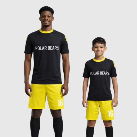 SB 12800 Black and Yellow Sublimation Custom Soccer Jersey Adult & Youth Unisex