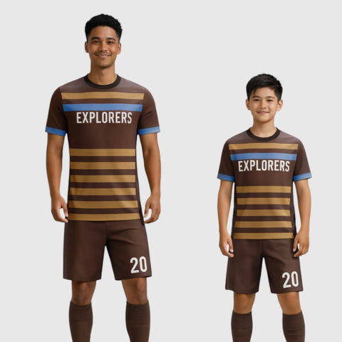 SB 12803 Brown Sublimation Custom Soccer Jersey Adult & Youth Unisex