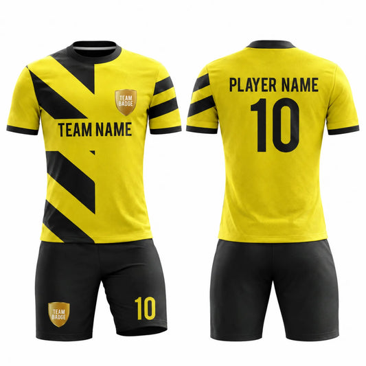 SB 12808 Yellow and Black Sublimation Custom Soccer Jersey Adult & Youth Unisex