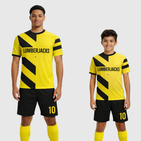 SB 12808 Yellow and Black Sublimation Custom Soccer Jersey Adult & Youth Unisex