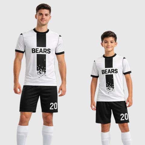 SB 12812 White and Black Sublimation Custom Soccer Jersey Adult & Youth Unisex