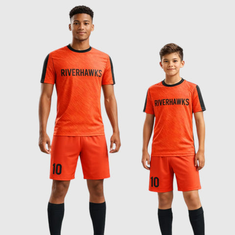 SB 12813 Orange and Black Sublimation Custom Soccer Jersey Adult & Youth Unisex