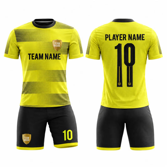 SB 12814 Yellow and Black Sublimation Custom Soccer Jersey Adult & Youth Unisex