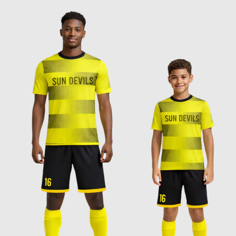 SB 12814 Yellow and Black Sublimation Custom Soccer Jersey Adult & Youth Unisex