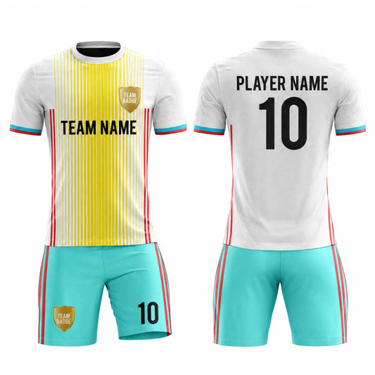 SB 12819 White, Yellow and Green Sublimation Custom Soccer Jersey Adult & Youth Unisex