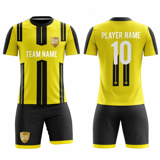 SB 12821 Yellow and Black Sublimation Custom Soccer Jersey Adult & Youth Unisex