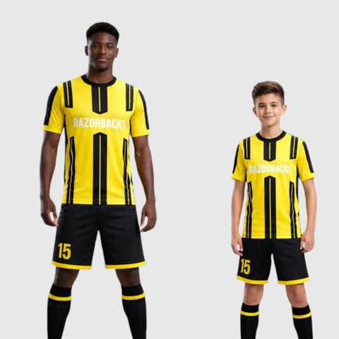 SB 12821 Yellow and Black Sublimation Custom Soccer Jersey Adult & Youth Unisex